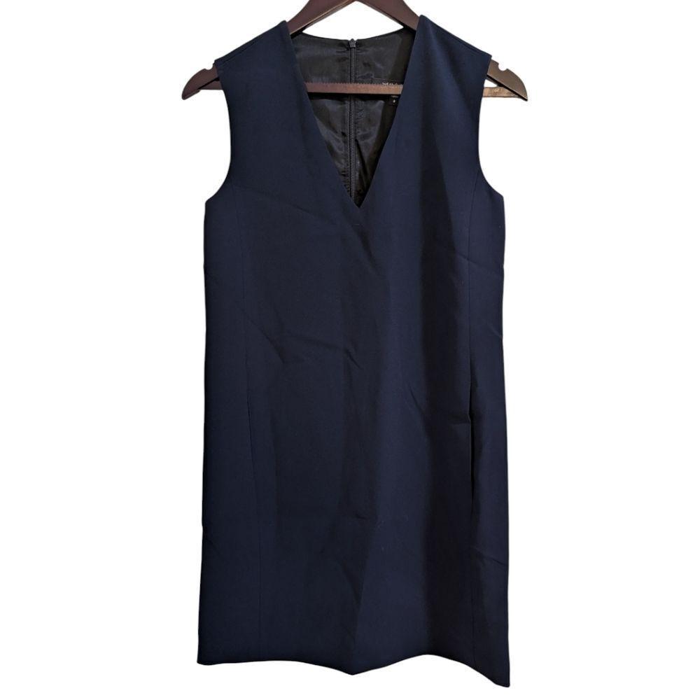 Judith & Charles Navy Triacetate V-Neck Shift Mini Dress NWT Size 0 - Picture 2 of 7